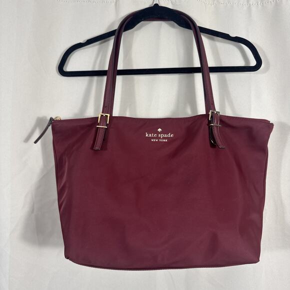 kate spade Handbags - Kate Spade Watson Lane Maya Tote Burgundy Nylon Bag Gold Hardware